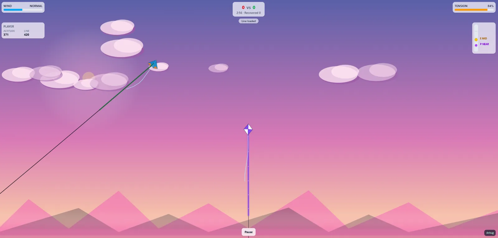 Skyline Kites — wide arena view with multiple kites circling for position